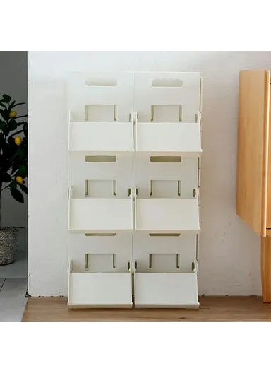 Foldable Vertical Shoe Rack, No Drill Shoes Organizer, Entryway Bathroom Slippers Storage Shelf (L21.5 x W19.5 x H27)cm - Grey