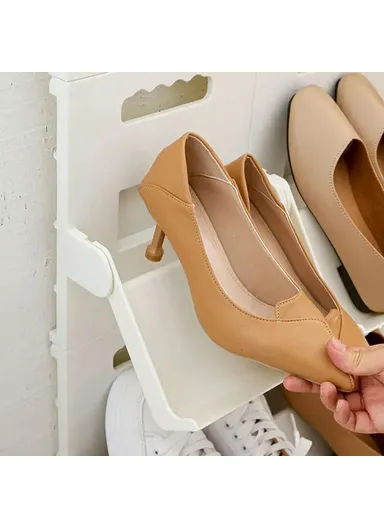 Foldable Vertical Shoe Rack, No Drill Shoes Organizer, Entryway Bathroom Slippers Storage Shelf (L21.5 x W19.5 x H27)cm - Grey