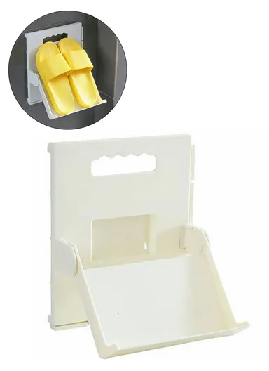 Foldable Vertical Shoe Rack, No Drill Shoes Organizer, Entryway Bathroom Slippers Storage Shelf (L21.5 x W19.5 x H27)cm - White
