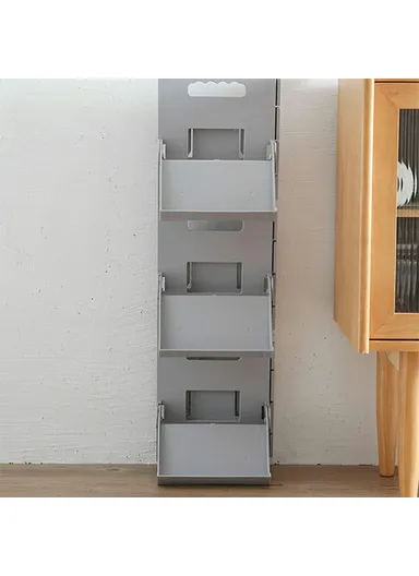 Foldable Vertical Shoe Rack, No Drill Shoes Organizer, Entryway Bathroom Slippers Storage Shelf (L21.5 x W19.5 x H27)cm - White