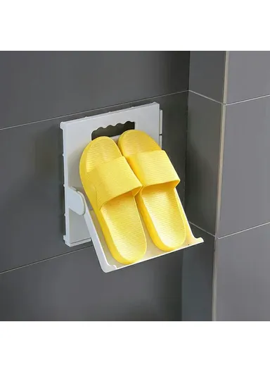 Foldable Vertical Shoe Rack, No Drill Shoes Organizer, Entryway Bathroom Slippers Storage Shelf (L21.5 x W19.5 x H27)cm - White