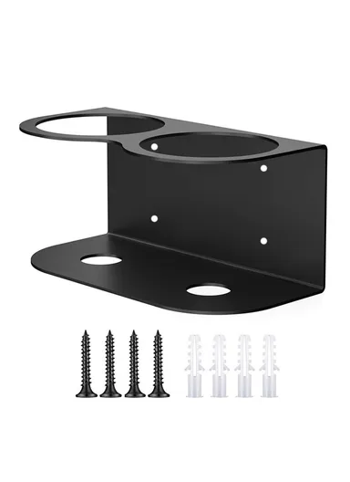 Dual Hole Wall Mount Spray Bottle Holder Paint Can Organizer Metal Storage Rack (L21.5 x W10.4 x H9)cm