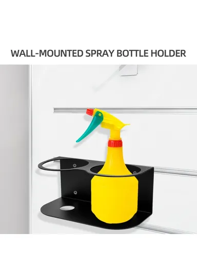 Dual Hole Wall Mount Spray Bottle Holder Paint Can Organizer Metal Storage Rack (L21.5 x W10.4 x H9)cm