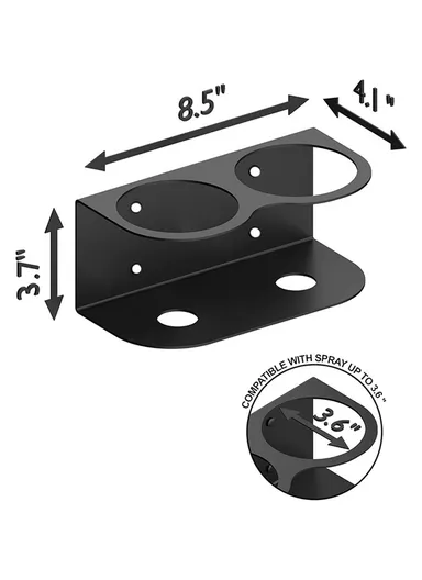 Dual Hole Wall Mount Spray Bottle Holder Paint Can Organizer Metal Storage Rack (L21.5 x W10.4 x H9)cm