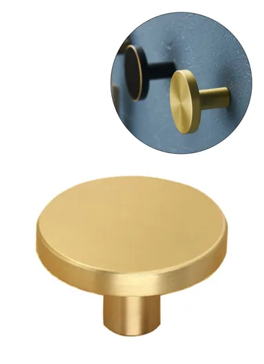 Large Round Coat Hook Brass Decorative Wall Mounted Hanger TA-00081 (D3.3 x H2)cm - Brushed Gold