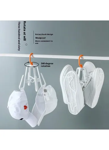 Folding Plastic Shoe Rack, Multi Tier Rotating Shoes Drying Rack Space Saving (D18 x H24)cm - Light Green