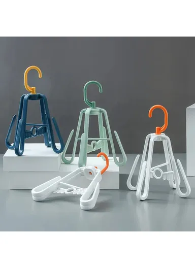 Folding Plastic Shoe Rack, Multi Tier Rotating Shoes Drying Rack Space Saving (D18 x H24)cm - Light Green