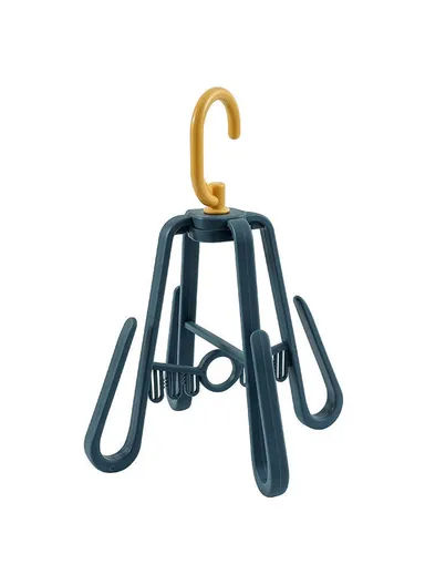 Folding Plastic Shoe Rack, Multi Tier Rotating Shoes Drying Rack Space Saving (D18 x H24)cm - Dark Blue