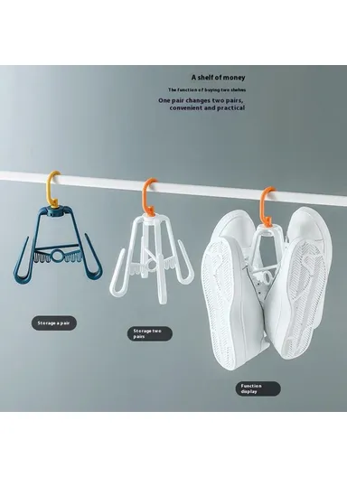 Folding Plastic Shoe Rack, Multi Tier Rotating Shoes Drying Rack Space Saving (D18 x H24)cm - White