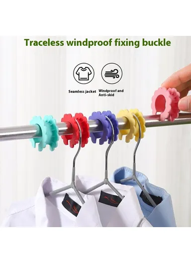 5-Pcs Clothes Hanger, Anti-Wind Clips Drying Rod Clamps Sunflower, Non-Slip Silicone Fasteners (D4.3 x W1.7)cm