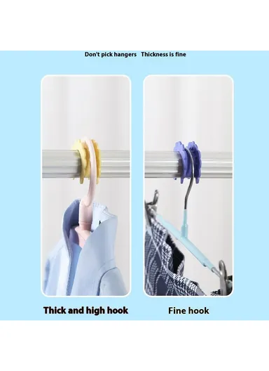 5-Pcs Clothes Hanger, Anti-Wind Clips Drying Rod Clamps Sunflower, Non-Slip Silicone Fasteners (D4.3 x W1.7)cm