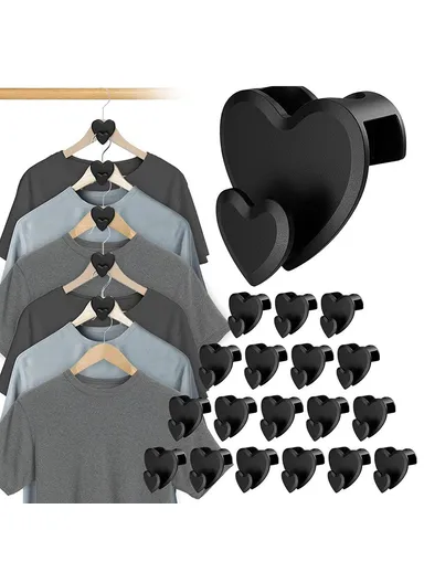 18-Pcs Clothes Hanger Connector Hooks, Wardrobe Save Space Organizer Hooks (L5 x W2.5 x H5)cm - Heart Shape