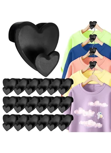 18-Pcs Clothes Hanger Connector Hooks, Wardrobe Save Space Organizer Hooks (L5 x W2.5 x H5)cm - Heart Shape