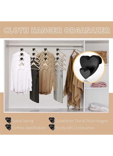18-Pcs Clothes Hanger Connector Hooks, Wardrobe Save Space Organizer Hooks (L5 x W2.5 x H5)cm - Heart Shape