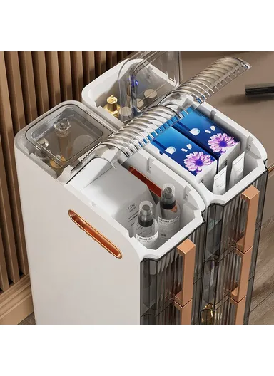 2 Tier Slim Storage Cabinet Toilet, Gap Clear Bathroom Organizer Rack with Wheels (L42.56 x W18 x H51.2)cm