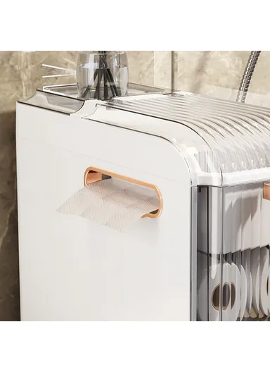 2 Tier Slim Storage Cabinet Toilet, Gap Clear Bathroom Organizer Rack with Wheels (L42.56 x W18 x H51.2)cm