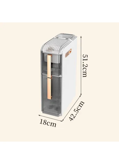 2 Tier Slim Storage Cabinet Toilet, Gap Clear Bathroom Organizer Rack with Wheels (L42.56 x W18 x H51.2)cm