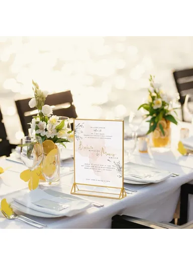 6-Pcs Vertical Sign Menu Holder, T-Shaped Double-Sided Acrylic Clear Display Stand (L21 x W29.7)cm