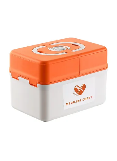 Multi Layer First Aid Kit Box Medical Storage Organizer Medicine Container - Orange