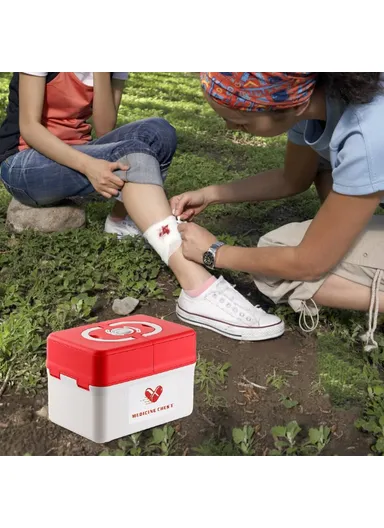 Multi Layer First Aid Kit Box Medical Storage Organizer Medicine Container - Orange