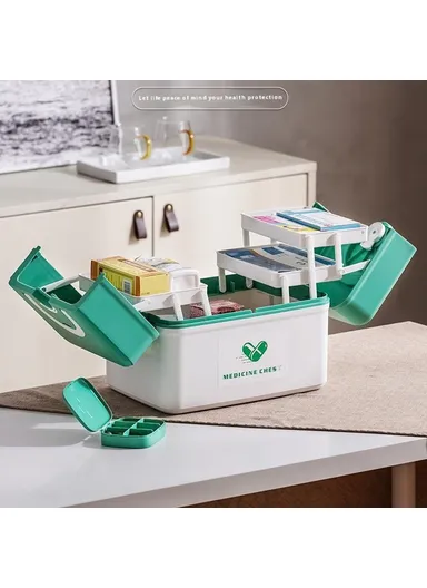 Multi Layer First Aid Kit Box Medical Storage Organizer Medicine Container - Orange