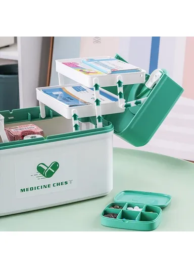 Multi Layer First Aid Kit Box Medical Storage Organizer Medicine Container - Orange