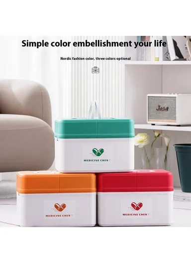 Multi Layer First Aid Kit Box Medical Storage Organizer Medicine Container - Orange