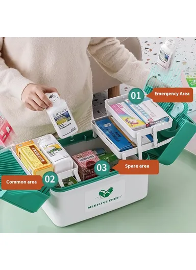 Multi Layer First Aid Kit Box Medical Storage Organizer Medicine Container - Orange