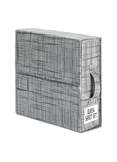 Under Bed Storage Box Oxford Cloth Foldable Clothes Blanket Organiser Handbag - Grey + Lines