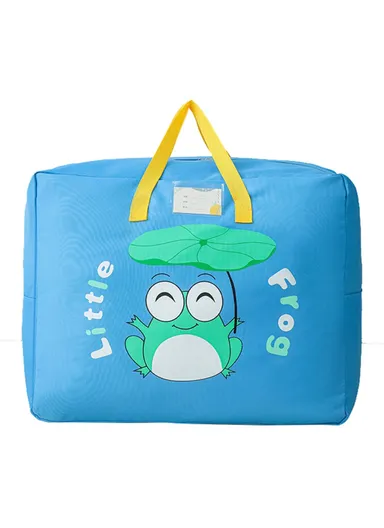 Kids Children Oxford Cloth Comforter Storage Bag, Cute Pattern Home Pillow Bedding Blanket Clothes Organizer (W50 x D26 x H40)cm - Blue