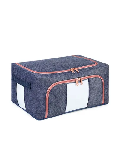 21L Small Size Dual Opening Summer Clothes Storage Bag With Transparent Window TB-0432 - Navy Blue