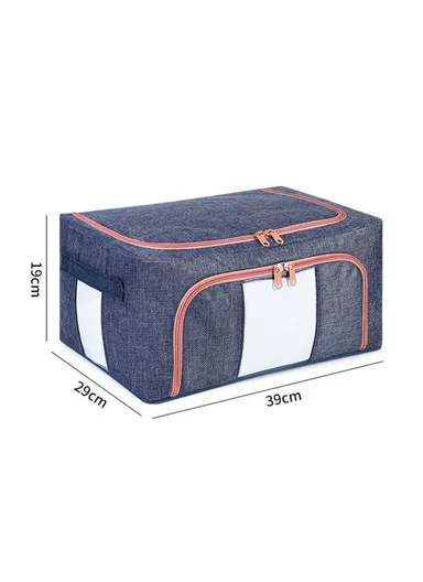21L Small Size Dual Opening Summer Clothes Storage Bag With Transparent Window TB-0432 - Navy Blue