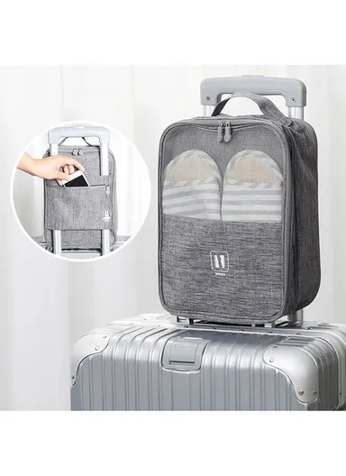 3 Pair Shoes Holder Bag, Portable Shoes Pouch, Travel Shoe Storage Organizer (W30 x D21.5 x H9)cm - Black / S