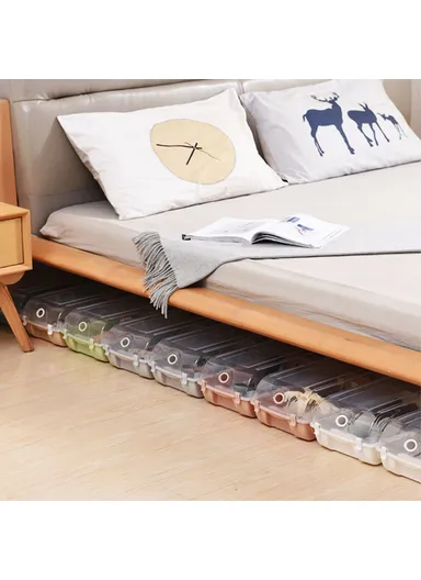 4-Pcs Large Transparent Shoe Organizer, Box Closet Plastic Shoe Storage Case Organizer (L37 x W21.5 x H13)cm - Pink