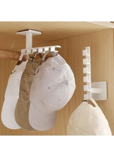 6-Hooks Adhesive L Shape Hanger Plastic Storage Rack Cabinet No Drill Organizer (L20 x W8.6)cm