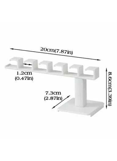 6-Hooks Adhesive L Shape Hanger Plastic Storage Rack Cabinet No Drill Organizer (L20 x W8.6)cm