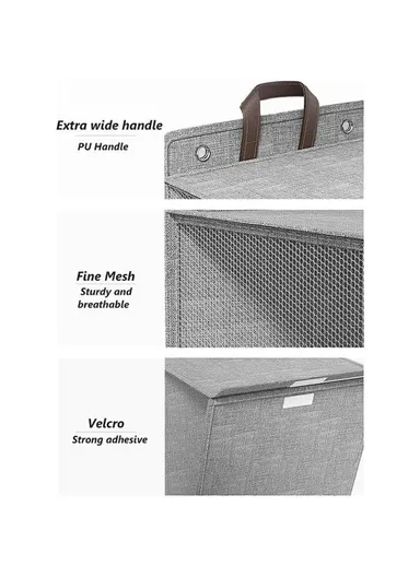 Foldable Hanging Laundry Hamper Basket, Wall-Mounted Dirty Clothes Bin (W48 x D12 x H36)cm - Beige / M