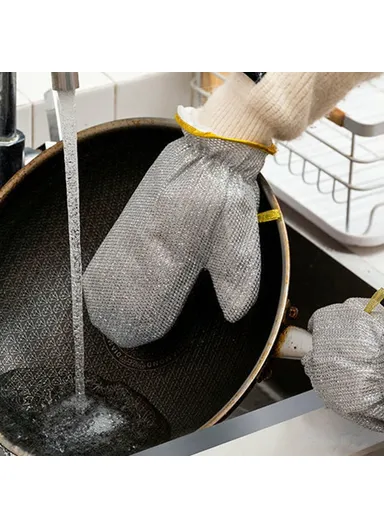 1 Pair Dishwashing Gloves, Non-Stick Oil-Resistant Heat-Resistant Kitchen Cleaning Gloves (L17 x W23.5)cm