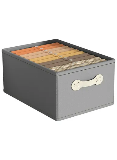 Large Capacity Cotton Linen Storage Box, Drawer Style Clothes Organizer (W50 x D40 x H30)cm - Grey