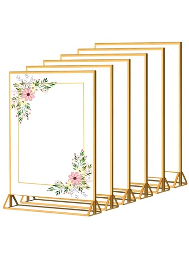 6Pcs Vertical Sign Menu Holder, T-Shaped Double-Sided Acrylic Clear Display Stand (L13 x W18)cm