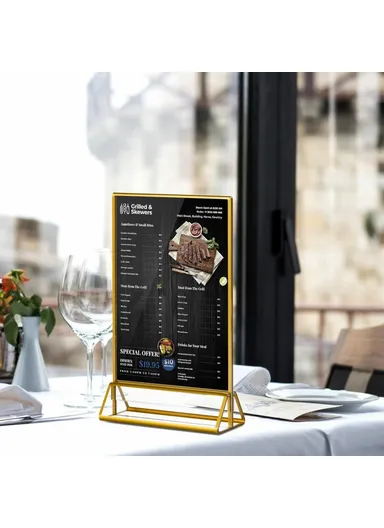 6Pcs Vertical Sign Menu Holder, T-Shaped Double-Sided Acrylic Clear Display Stand (L13 x W18)cm