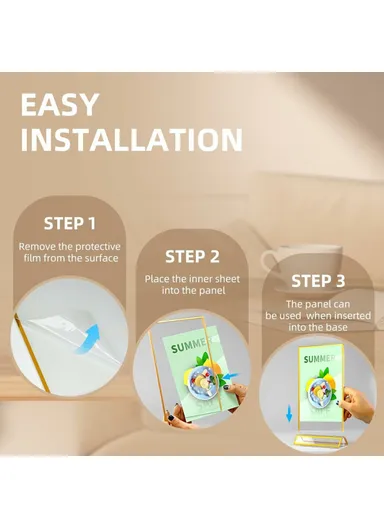 6Pcs Vertical Sign Menu Holder, T-Shaped Double-Sided Acrylic Clear Display Stand (L13 x W18)cm