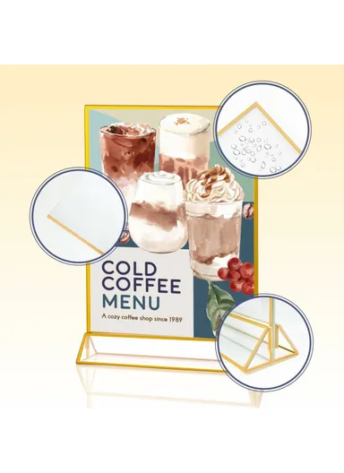 6Pcs Vertical Sign Menu Holder, T-Shaped Double-Sided Acrylic Clear Display Stand (L13 x W18)cm