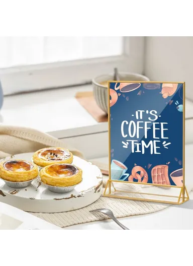 6Pcs Vertical Sign Menu Holder, T-Shaped Double-Sided Acrylic Clear Display Stand (L13 x W18)cm