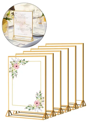 6Pcs Vertical Sign Menu Holder, T-Shaped Double-Sided Acrylic Clear Display Stand (L10 x W15)cm