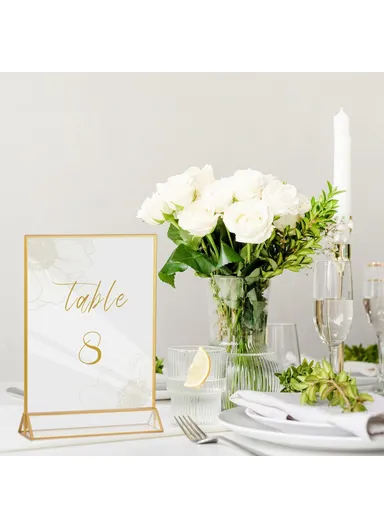 6Pcs Vertical Sign Menu Holder, T-Shaped Double-Sided Acrylic Clear Display Stand (L10 x W15)cm