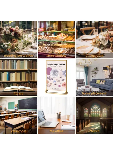 6Pcs Vertical Sign Menu Holder, T-Shaped Double-Sided Acrylic Clear Display Stand (L15 x W21)cm