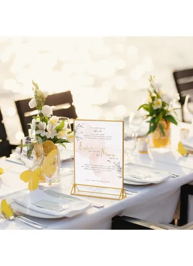 6Pcs Vertical Sign Menu Holder, T-Shaped Double-Sided Acrylic Clear Display Stand (L15 x W21)cm