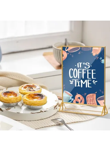 6Pcs Vertical Sign Menu Holder, T-Shaped Double-Sided Acrylic Clear Display Stand (L15 x W21)cm