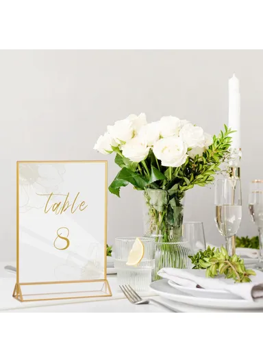 6Pcs Vertical Sign Menu Holder, T-Shaped Double-Sided Acrylic Clear Display Stand (L15 x W21)cm